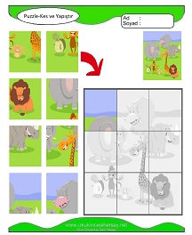 Puzzle Kes Yapıştır Çalışma Sayfaları